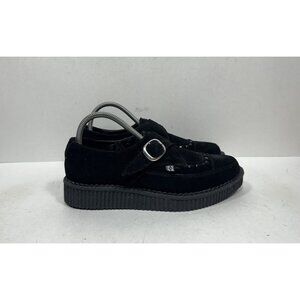 T.U.K. Suede Pointed Buckle Creeper Black Women’s Size 9‎ Shoes
